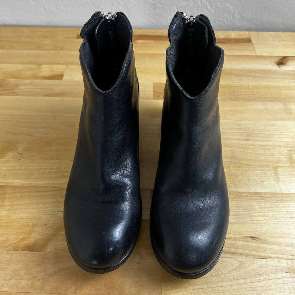 Moma Design Leather Black Ankle Boots Block Heel Made in Italy Size 37 - Picture 3 of 13
